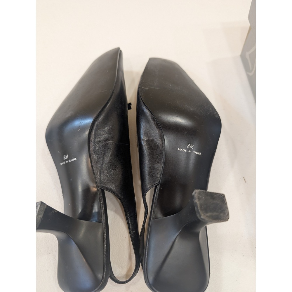 Casual Corner Black Leather Snake Print Slingback Heels Pumps Size 8M - Picture 6 of 6
